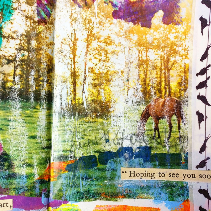  Image Transfer Collage - I'm sharing a mixed media art journal tutorial with you using packing tape to create an image transfer collage. I love to use image transfers in my art journal and working with packing tape is one of the easiest methods. Joi