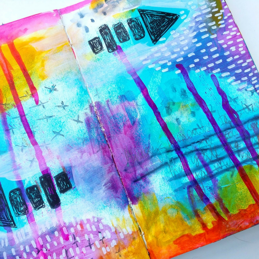  When I sit down to Art Journal it can be so easy to throw everything at it and it can be a lot of fun as well! In this Art Journal tutorial video I'm using some gorgeous ink and Roben-Marie Smith's stamps from her mixed media essentials set. #artjou