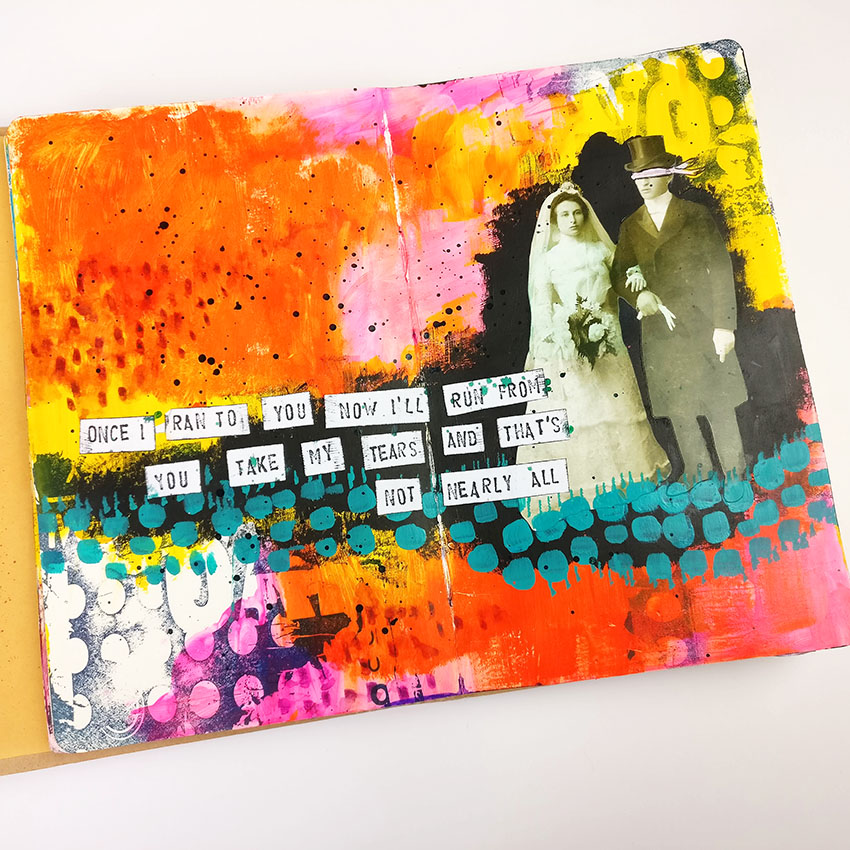  Music Inspiring Art | Tainted Love Journal Spread  Music and lyrics never fail to inspire my art, my art journals are filled with pages that have lyrics to song that I love and references to music. Combining lyrics and victorians is one of my very f