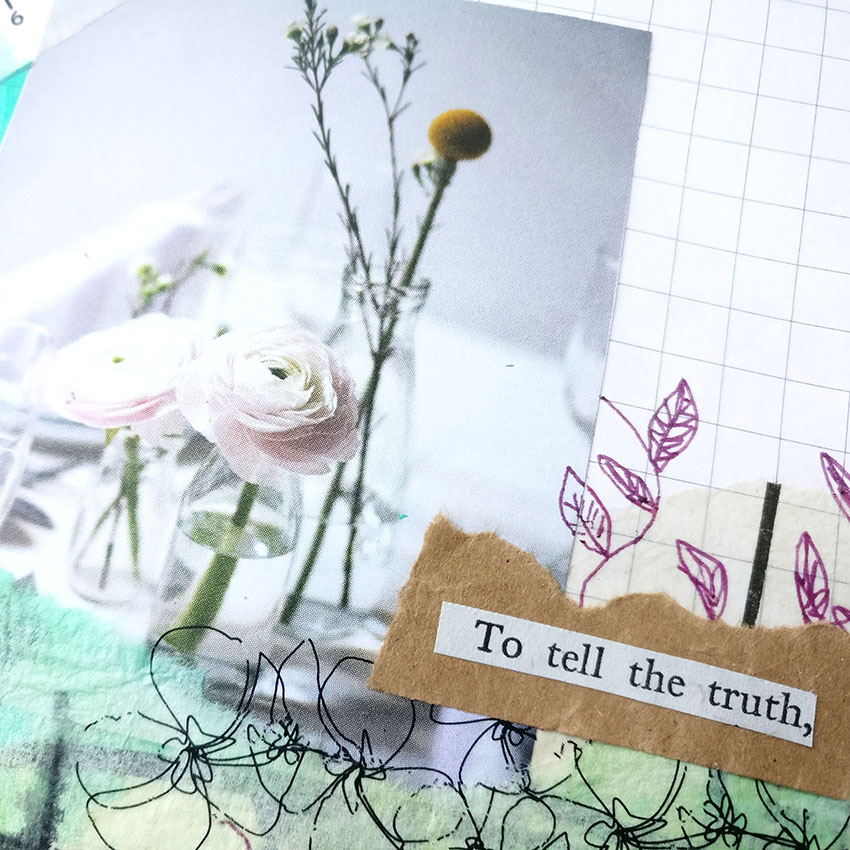  Art Journal Page Collage With Magazine Cutouts Cut and paste in your art journal with me as we add in all of the bits of mixed media supplies that we all have lying around our desk! Create a perfectly imperfect junk collage with a great focal point.