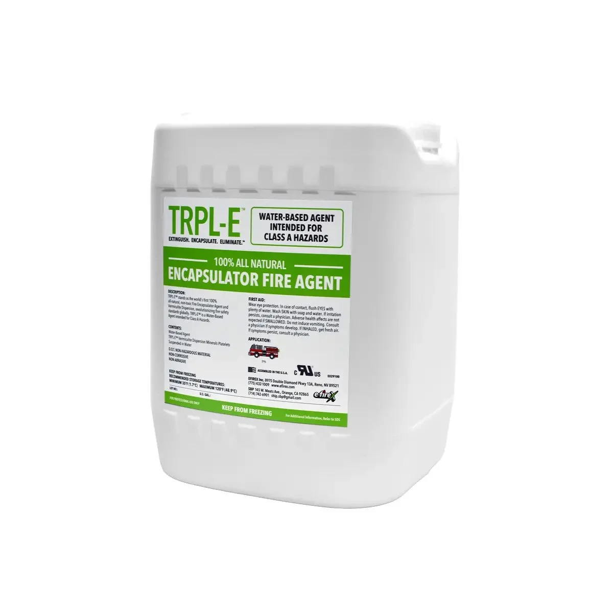 eFireX 5-Gallon Lithium Battery Fire Suppression Agent Tote