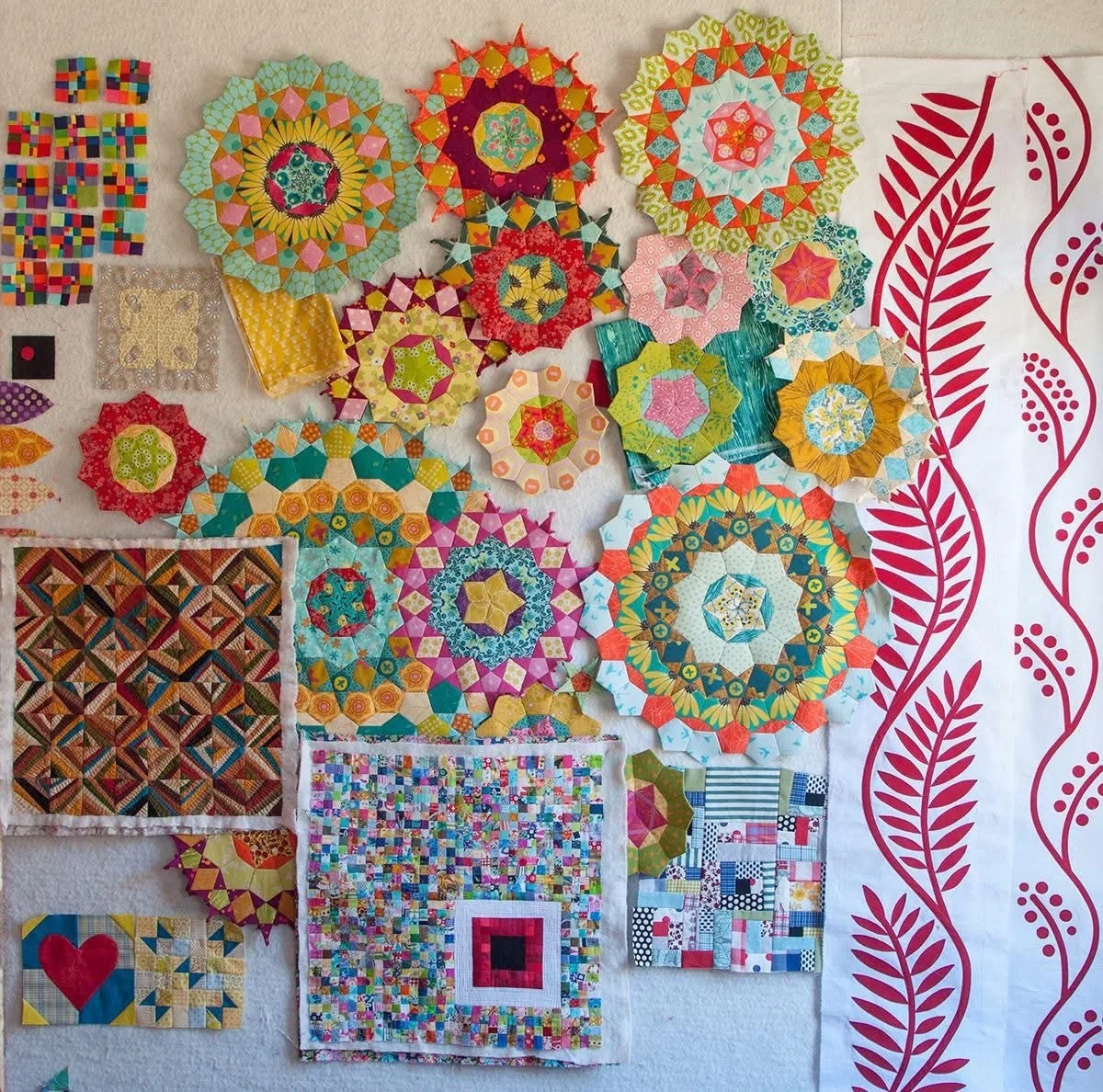 Ten years ago this was my design wall. 

The La Passacaglia quilt is in about the same state. 
The Red and White appliqu&eacute; is a finished top waiting to be quilted.
The smaller pieces wee the beginning on my Domestic Abuse Quilt Series.
#daquilt