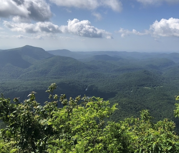 The view from the Whiteside Mountain Trail high in the hills of North Carolina.