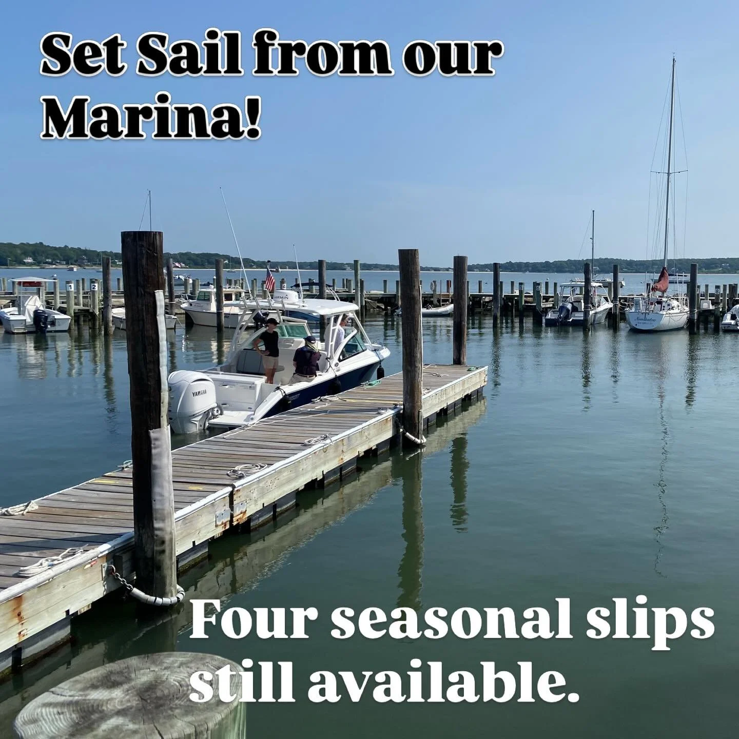 We&rsquo;ve still got four slips available for seasonal docking in our marina. Powered our sailboat, 18&rsquo;-32&rsquo;. Email us at nswfmarina@gmail.com for more info!