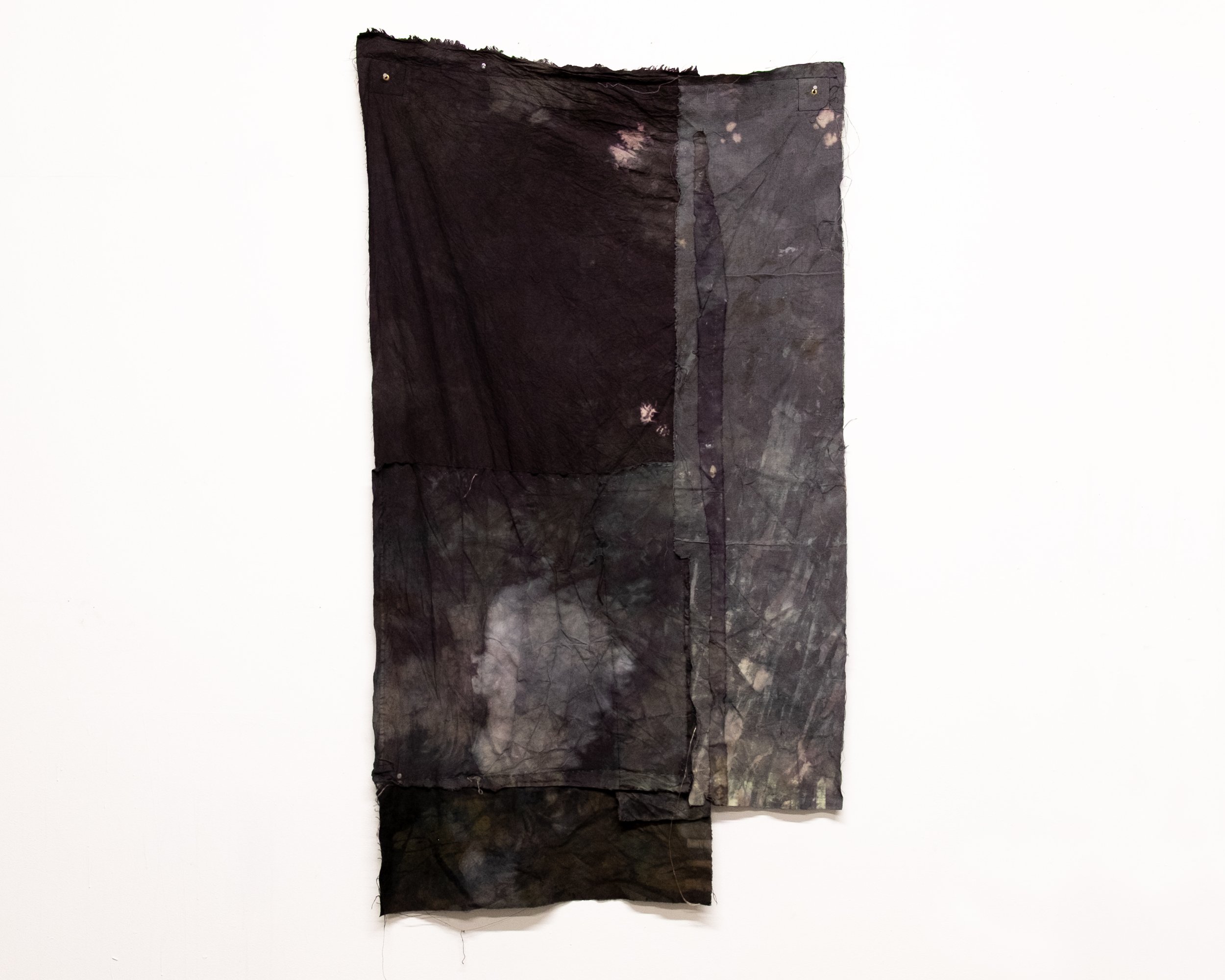   augurium   mixed media on sewn cloth and canvas  143 cm x 80 cm  2026 