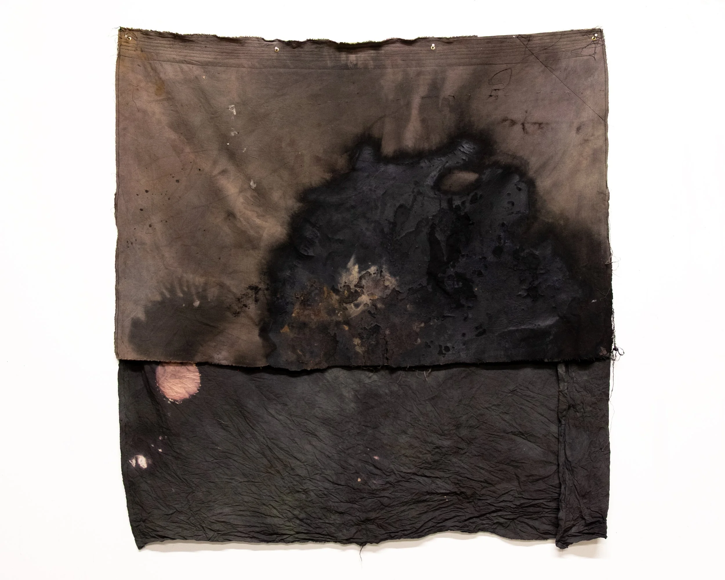   ex luna, secretum   mixed media on sewn cloth and canvas   133 cm x 124 cm  2026 