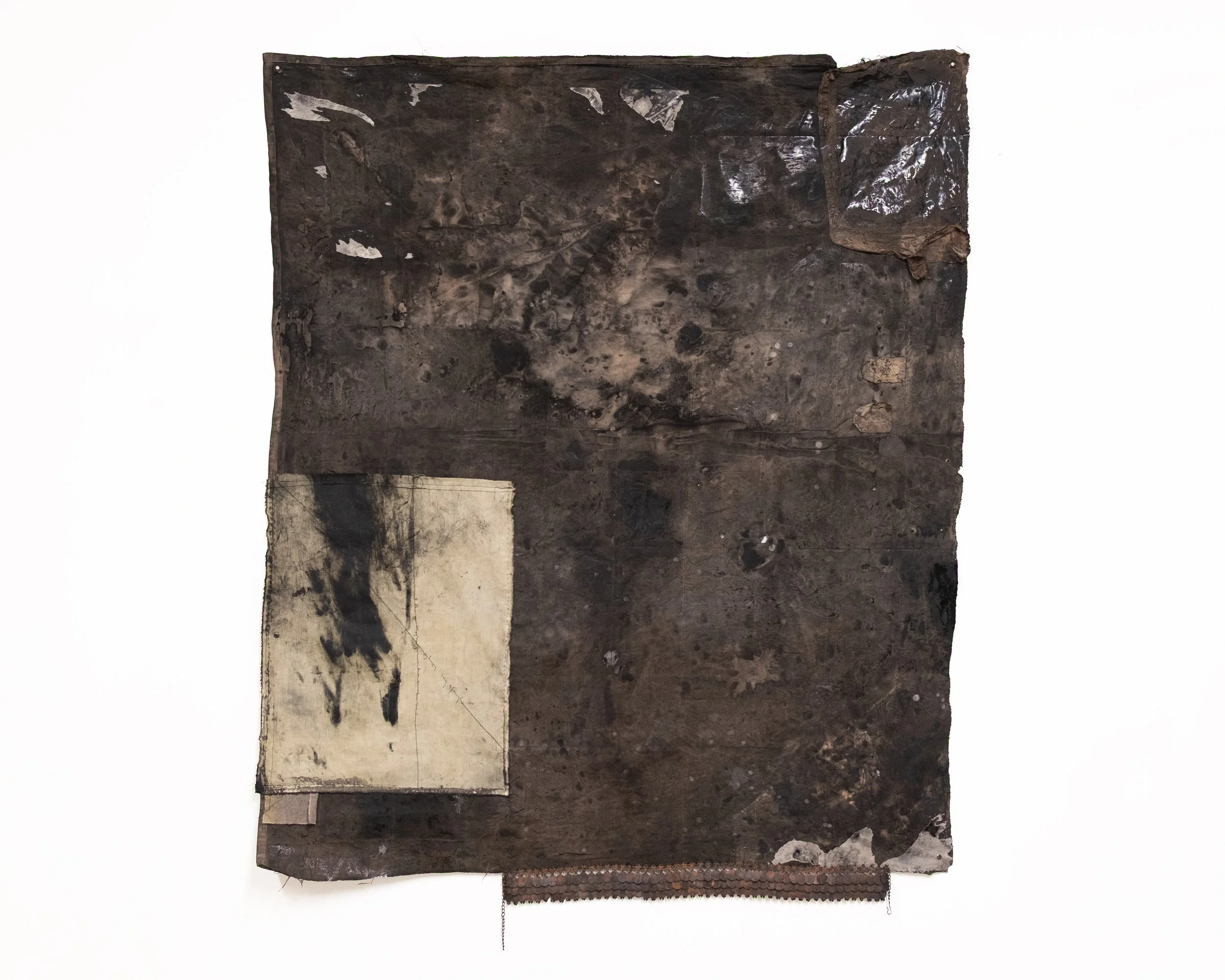   the blind girl and the wolf   mixed media on sewn cloth and canvas  179 cm × 139 cm  2026 
