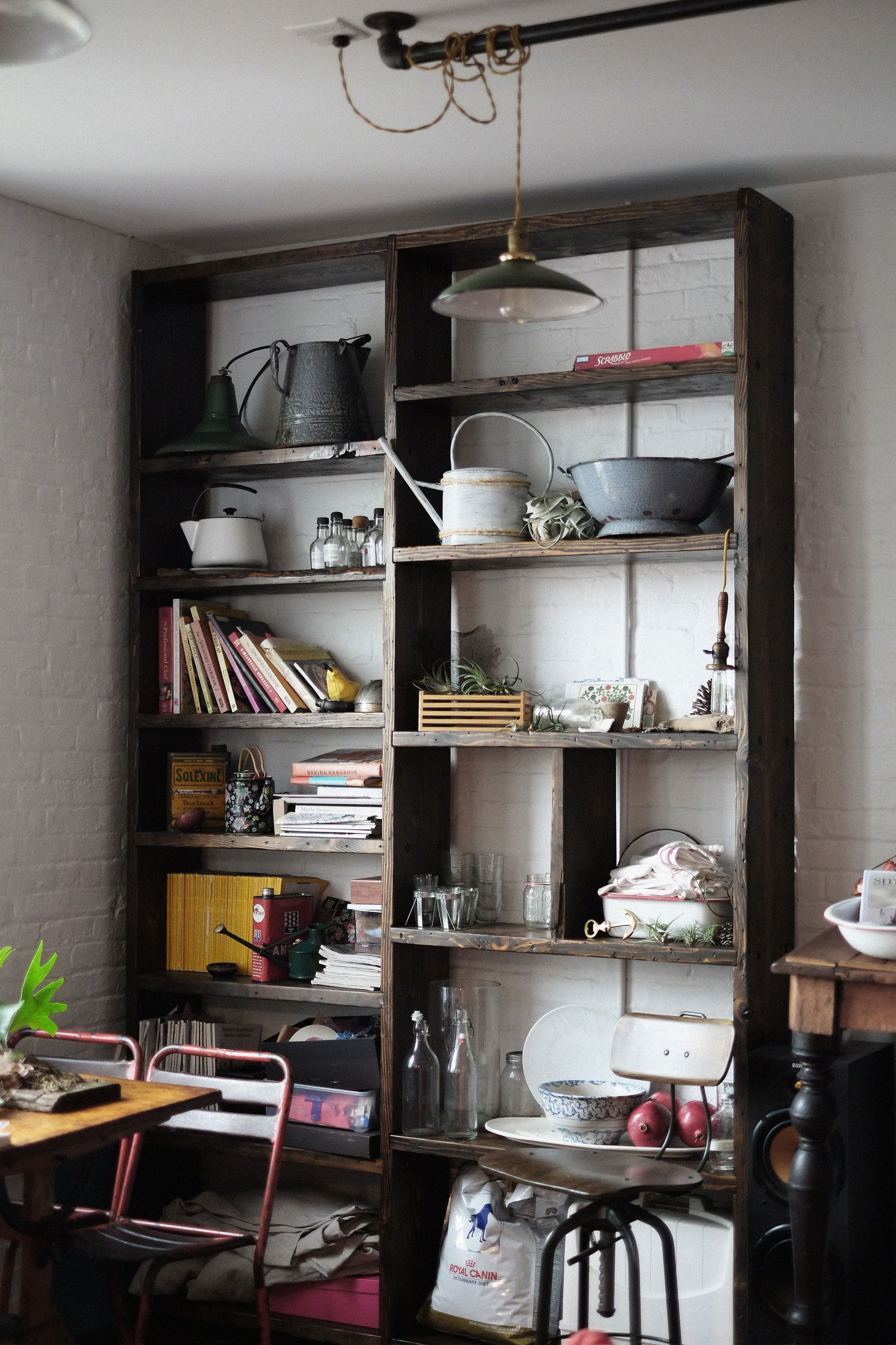 Reclaimed wood shelves