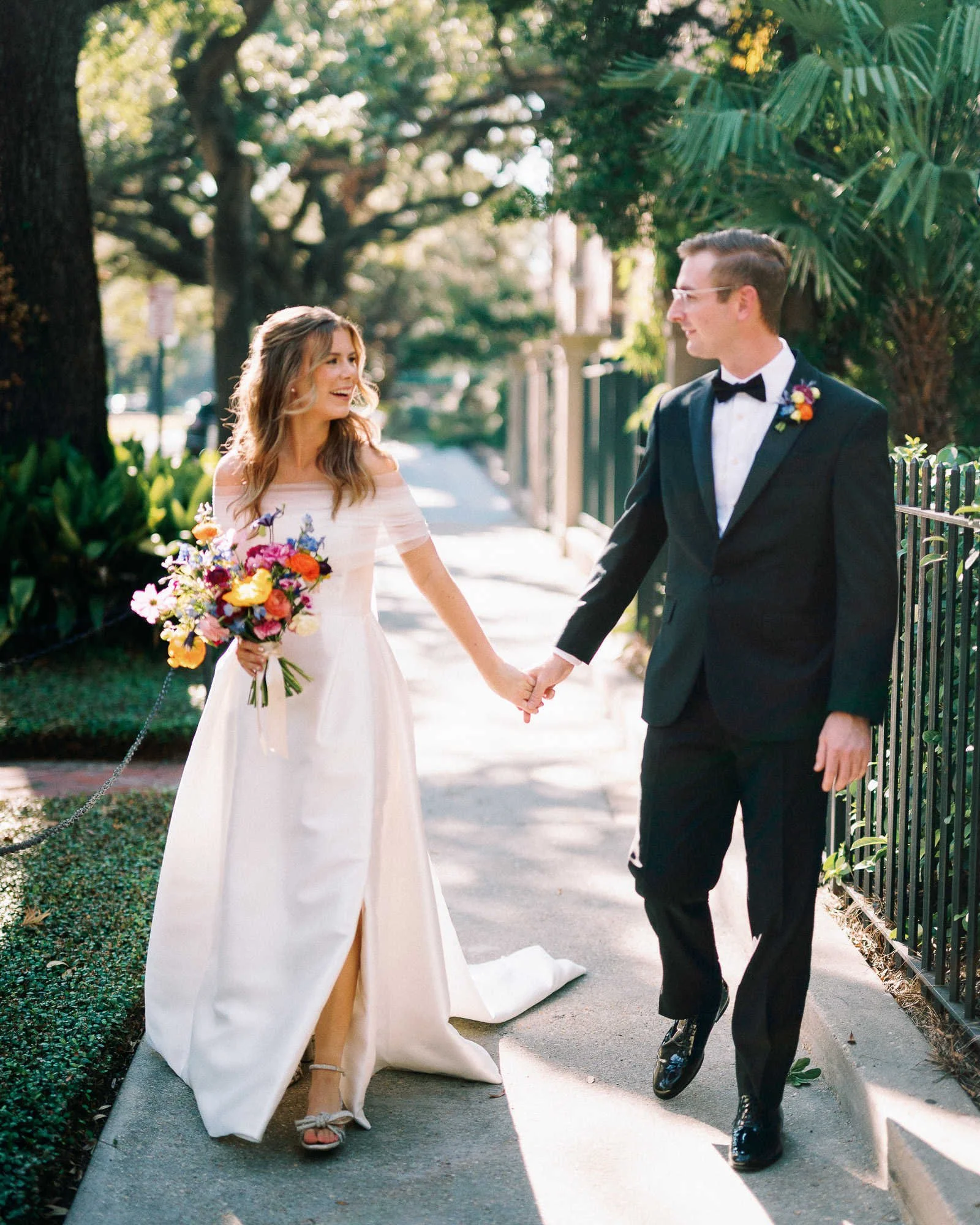 candid photo of bride and groom on their wedding day in new orleans