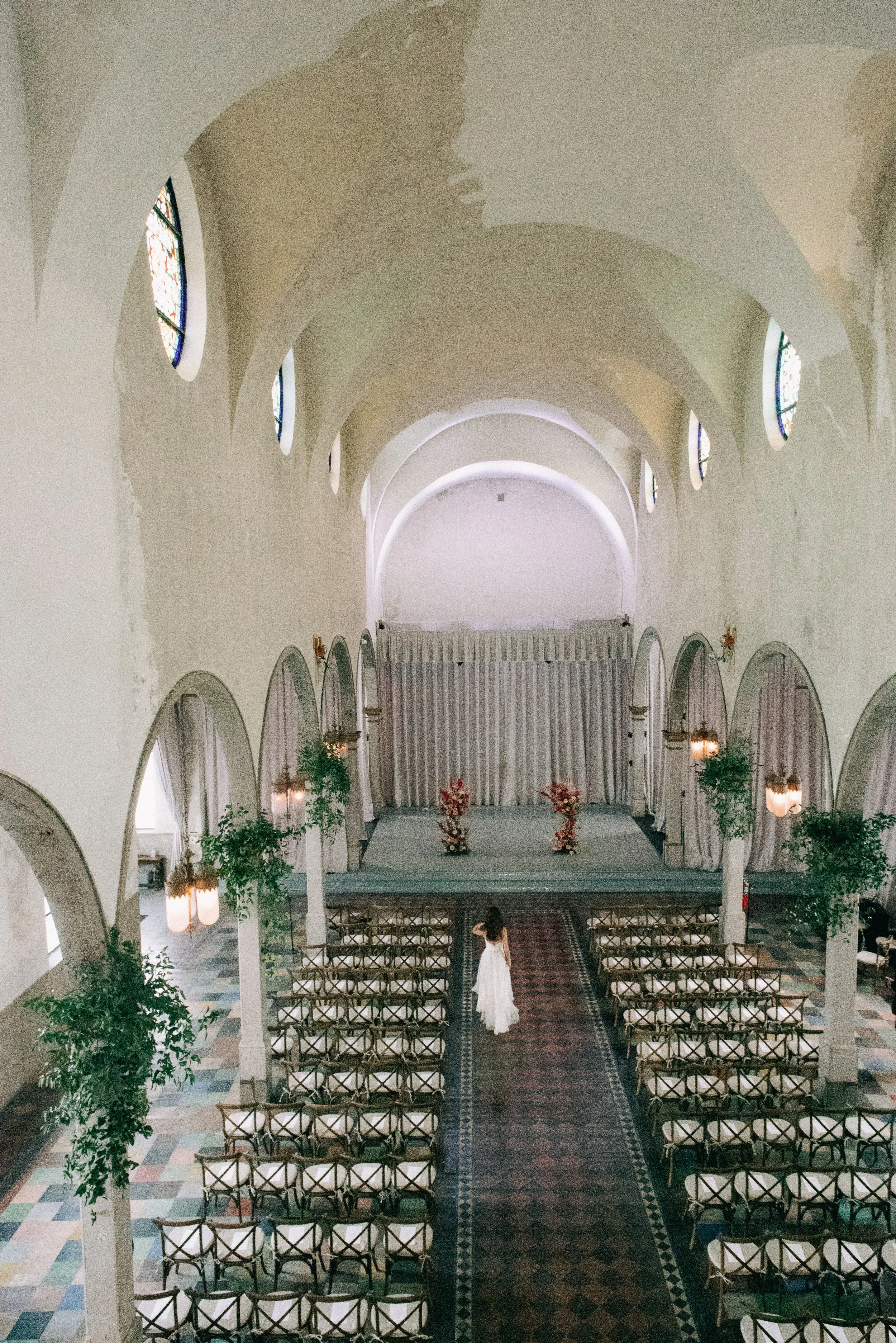 bride walking down aisle at the marigny opera house