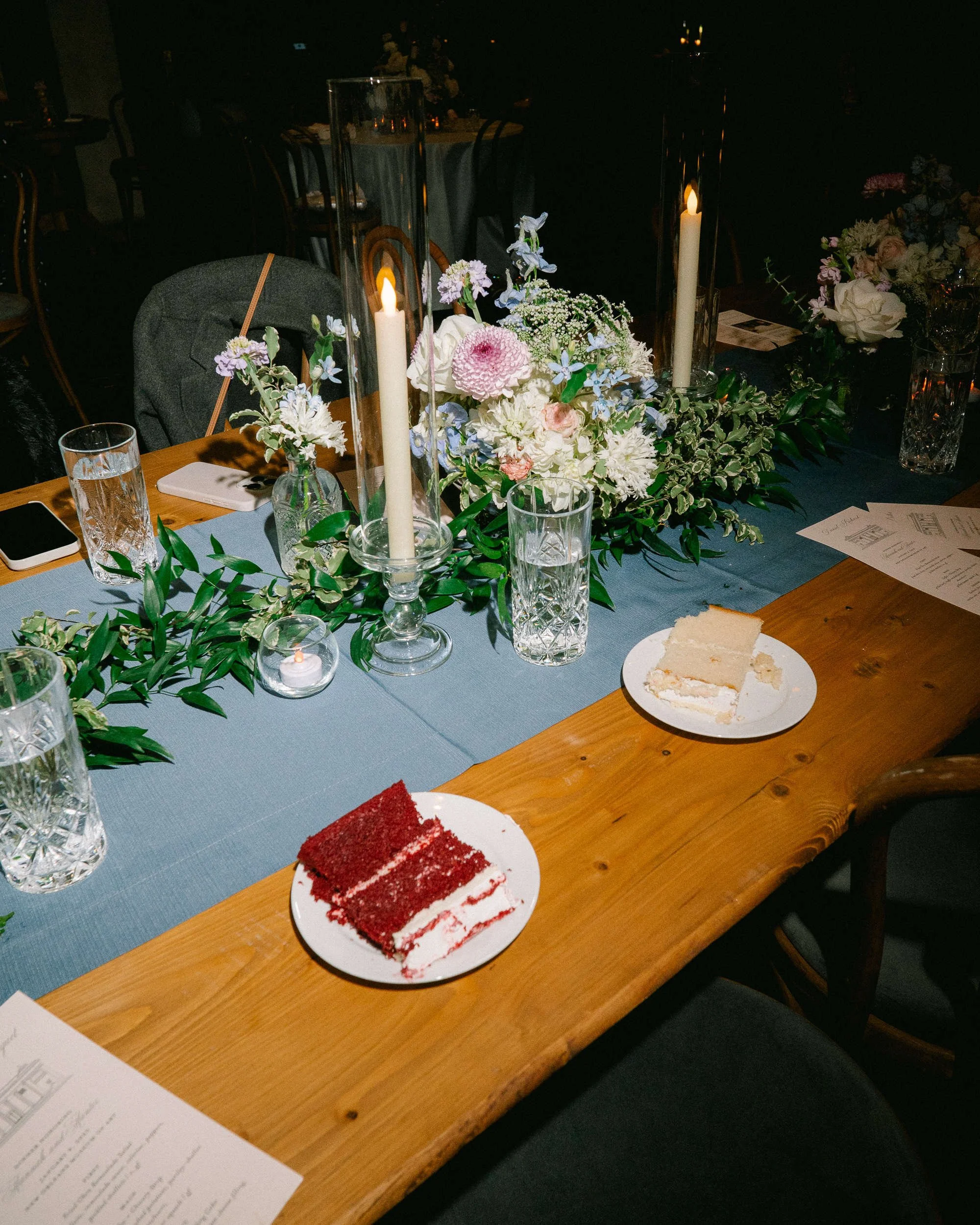 candid photo of cake and decor on a table at a wedding reception in new orleans