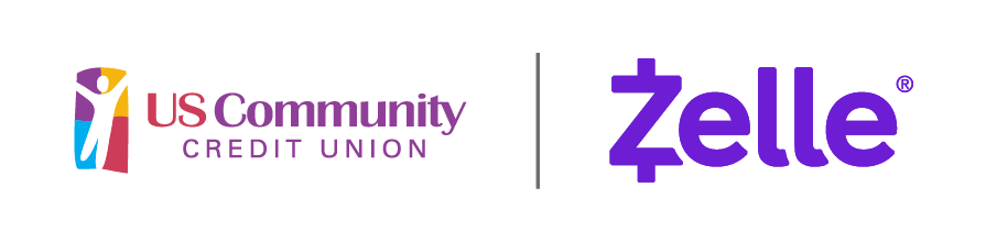 US Community Credit Union and Zelle Logos