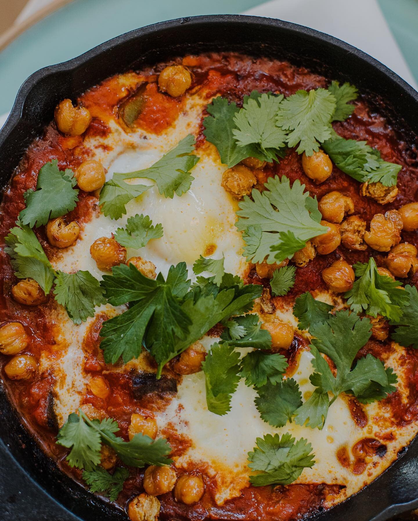 Just in time for your brunch needs today we&rsquo;re bringing back a crowd favorite
SHAKSHUKA.

SHAKSHUKA.
Roasted Eggplant, carrots, onions, garlic and jalape&ntilde;os, spicy tomato sauce, fried chickpeas, naan bread. Vegetarian or add eggs
