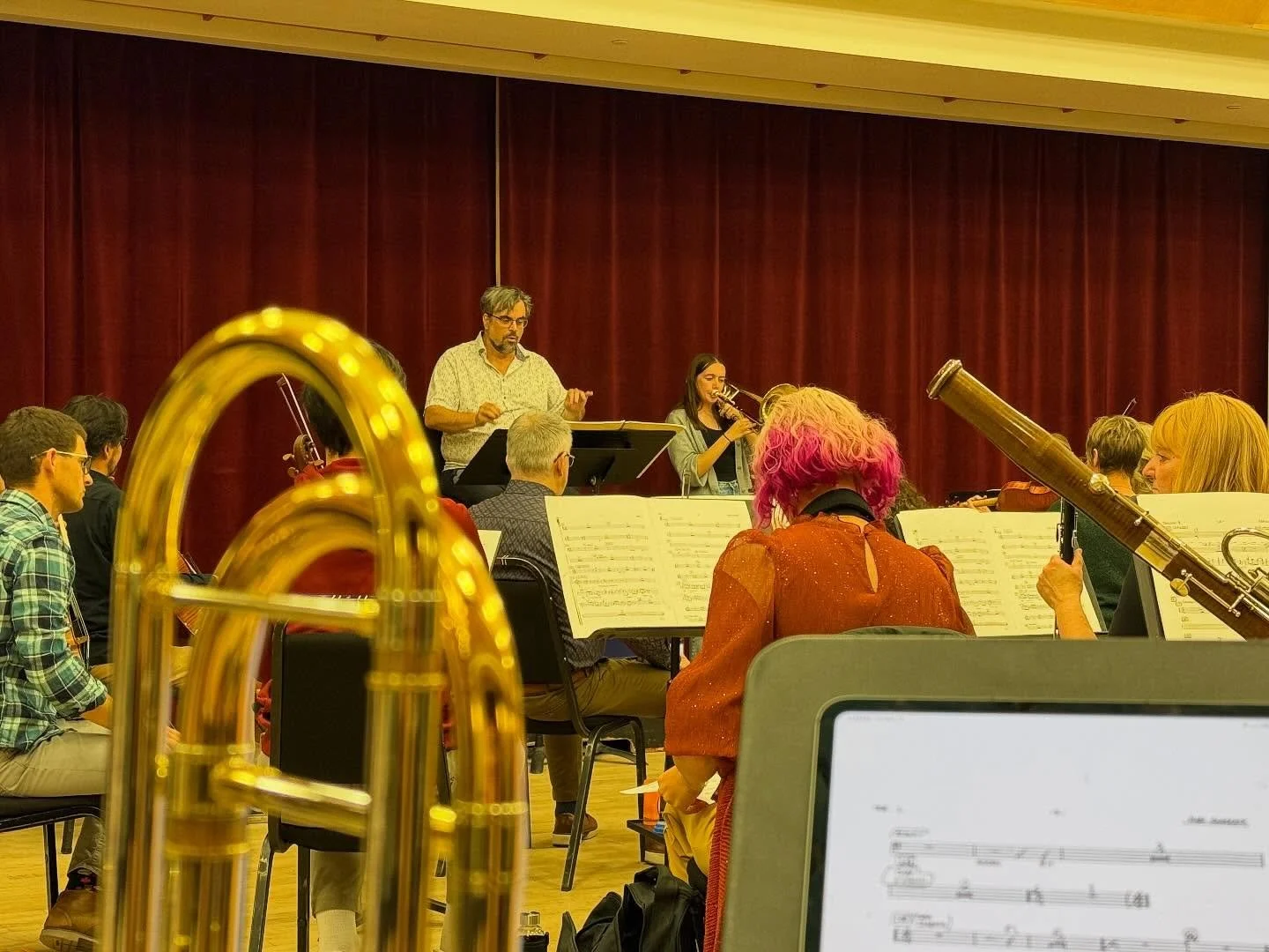 Rehearsing the John Williams Tuba Concerto with @malena_lorenson ahead of the @reddeersymphony concert tomorrow night! Malena sounds wonderful! There are only a handful of tickets left, so get your ticket now before you miss your chance. #trombone #?
