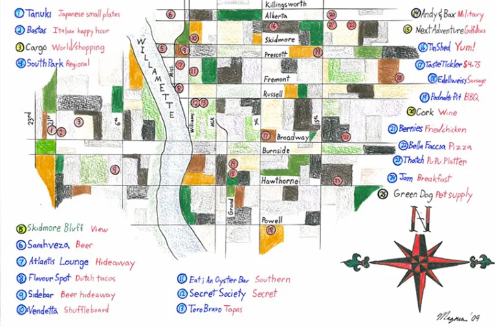 "I made this map so my friends know where to visit when they come see me in NE Portland. All of the above are my favorite local businesses in the area." -Christopher