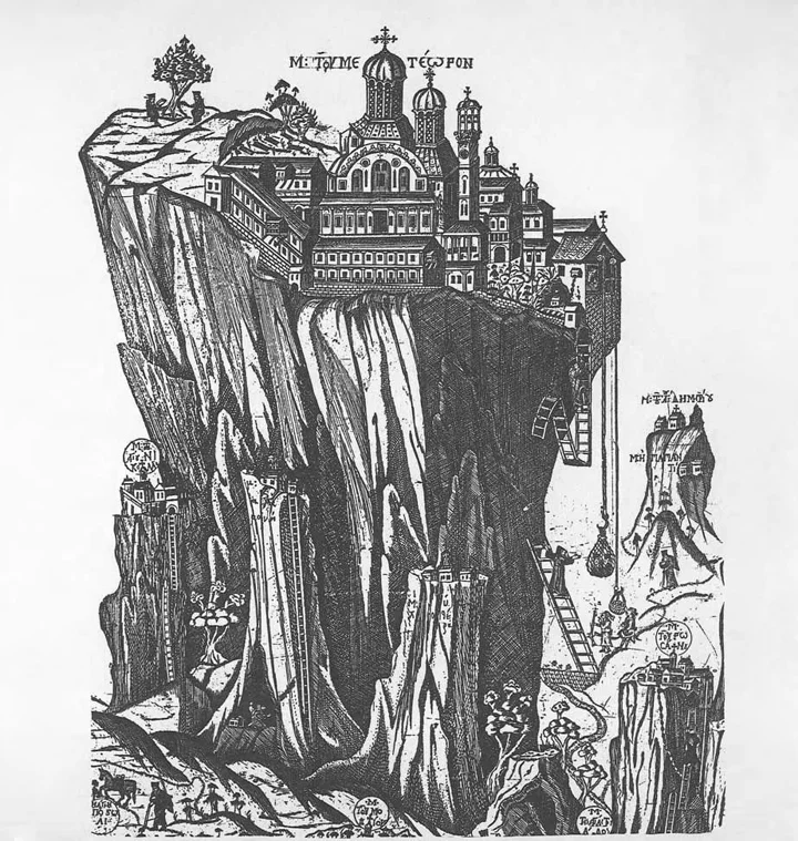 Detail of copper engraving by the monk, Parthenios of Meteora, circa 1782
