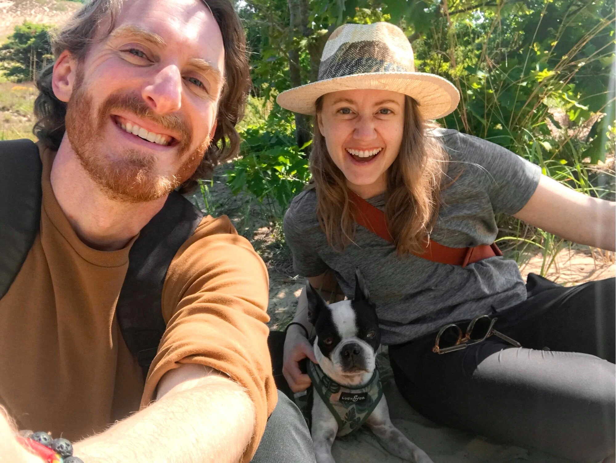 Welcome! We are Anne &amp; Steve, mind-body experts, spiritual energy healers, and two souls with a radical approach to health and well-being, unlike all the things you’ve been told to believe. We are so happy that you were led here. We took this while out for a hike with our Boston Terrier, Ferne, at the sand dunes along Lake Michigan. It was her 7th birthday!