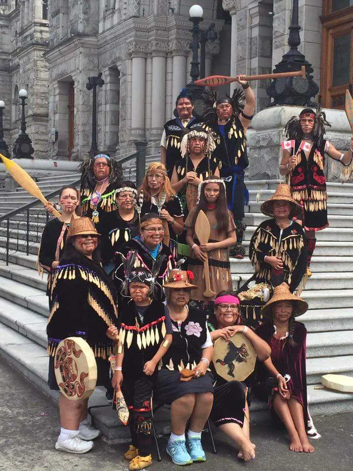 Lekwungen Traditional Dancers after Canada Day performance last year. Photo courtesy of Lekwungen Dancers