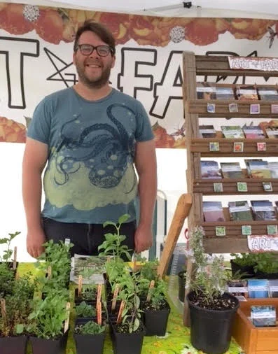 Luke Borisenko of Artfarm at James Bay Community Market. Photo by Linda chan and Marion Yas