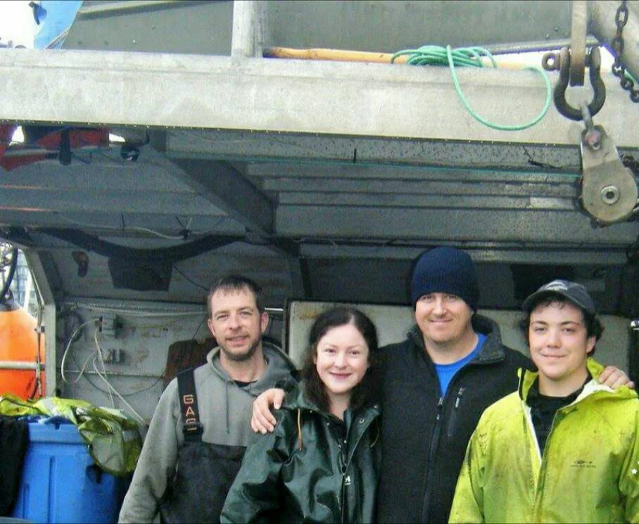 From left to right: Nathan Wilson, Rose Brewer, William Woodbury, Alec Fraumeni. They're the crew on the "Nordic Spirit" fishing vessel. Photo by Rose Brewer