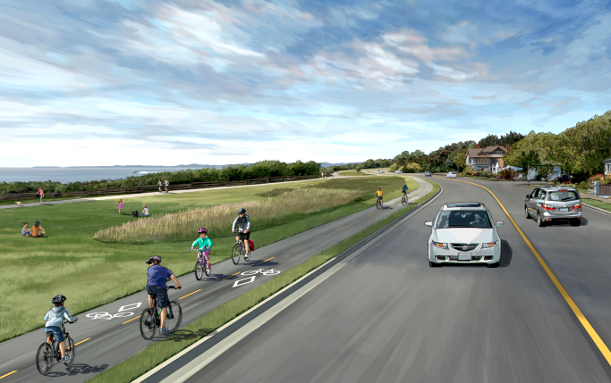 An engineering rendition of the proposed bicycle path along Dallas Rd. Image courtesy of CRD.