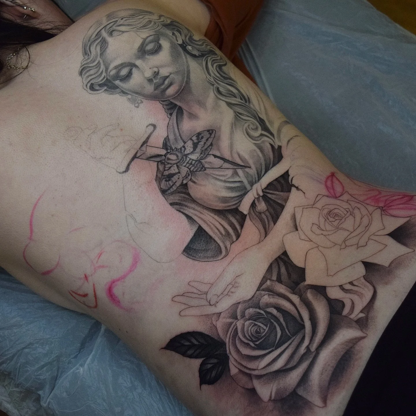 Carrying on with Mia&rsquo;s back over the next few days, realising I had photos from our last session and never up loading anything she&rsquo;s been killing it though 🙏 #blackclaw #killerinktattoo #fkirons #inksav #bnginksociety #skinartmag #inkedm