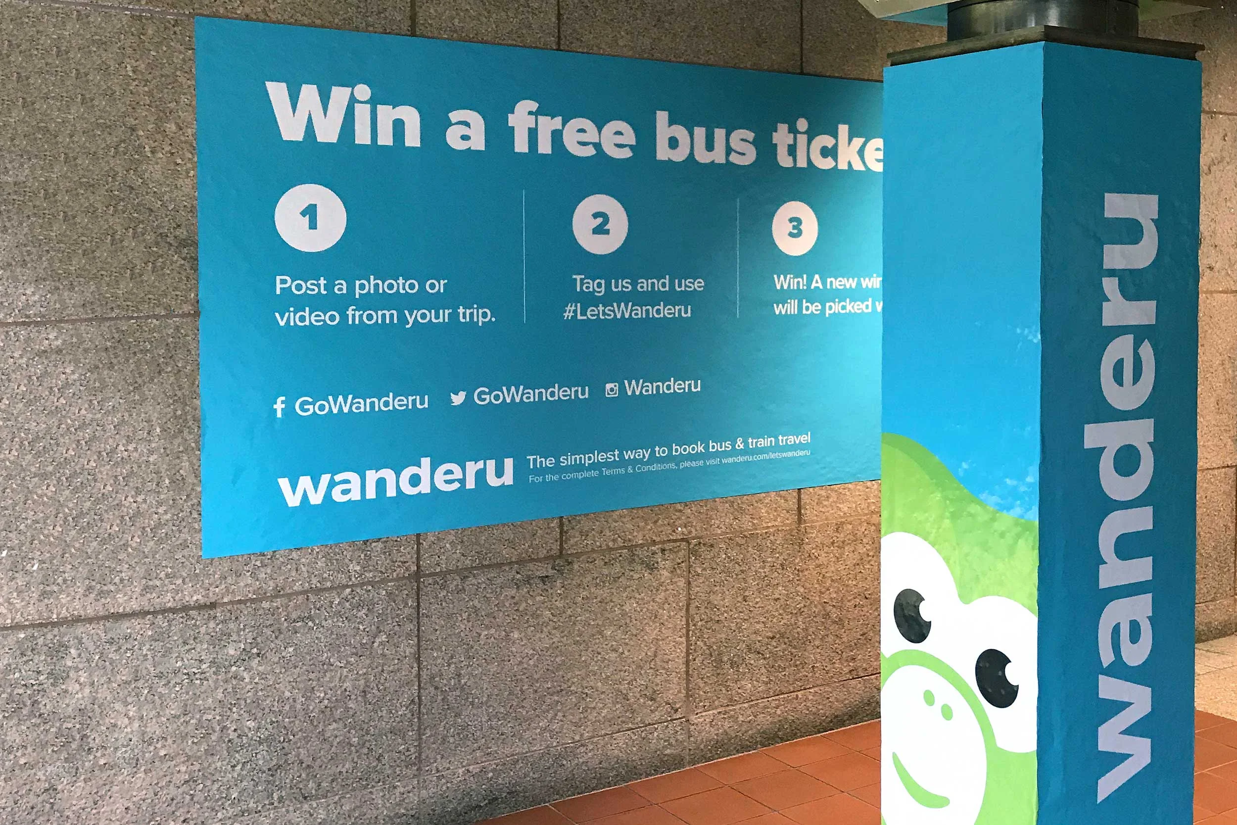 Wanderu South Station takeover campaign • column wrap