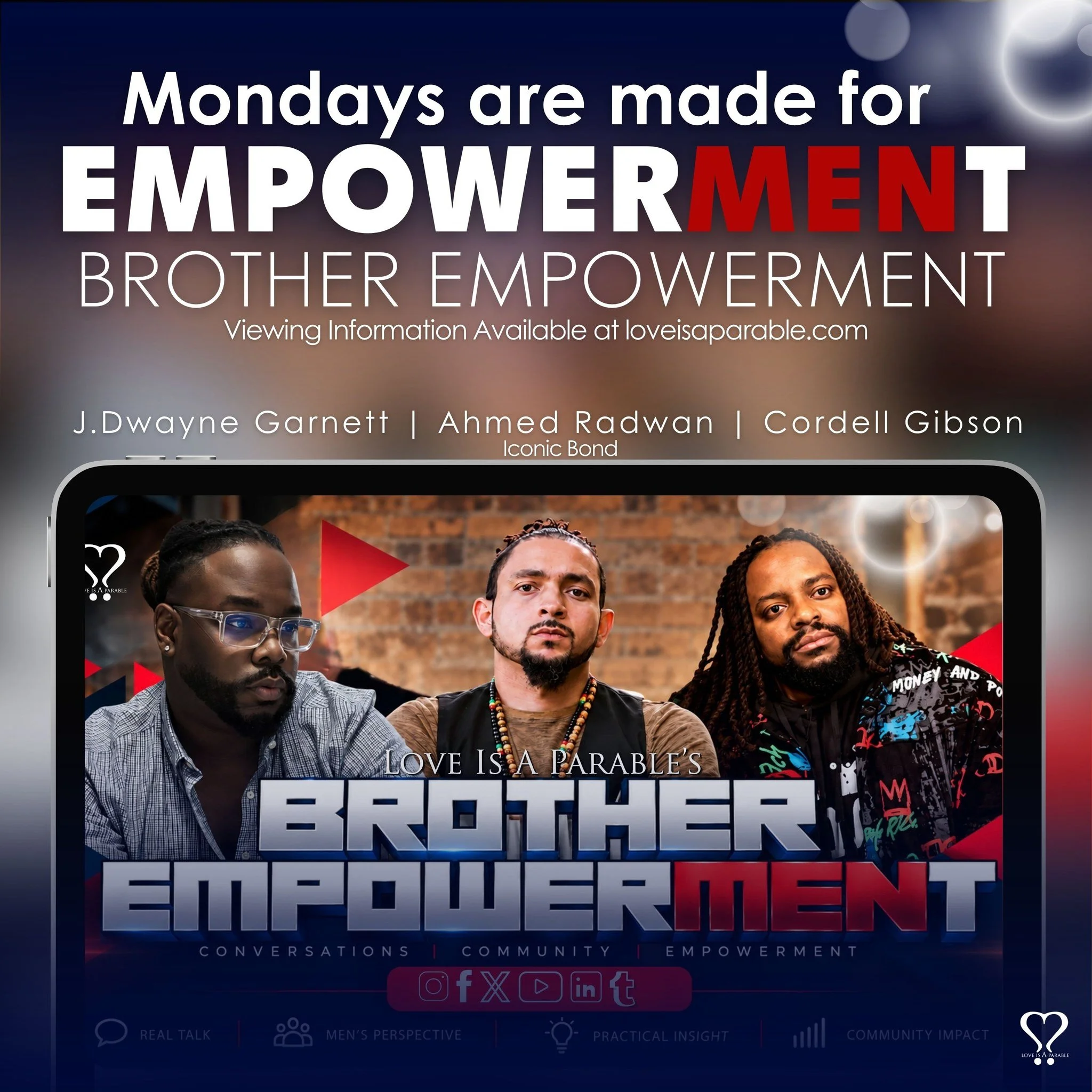 Mondays are made for empowerMENt, Brother empowerMENt!

We're back, and the conversations are just getting started! Join us for another evening of genuine conversations, authentic perspectives, brotherhood, and true empowerment.

We're creating space