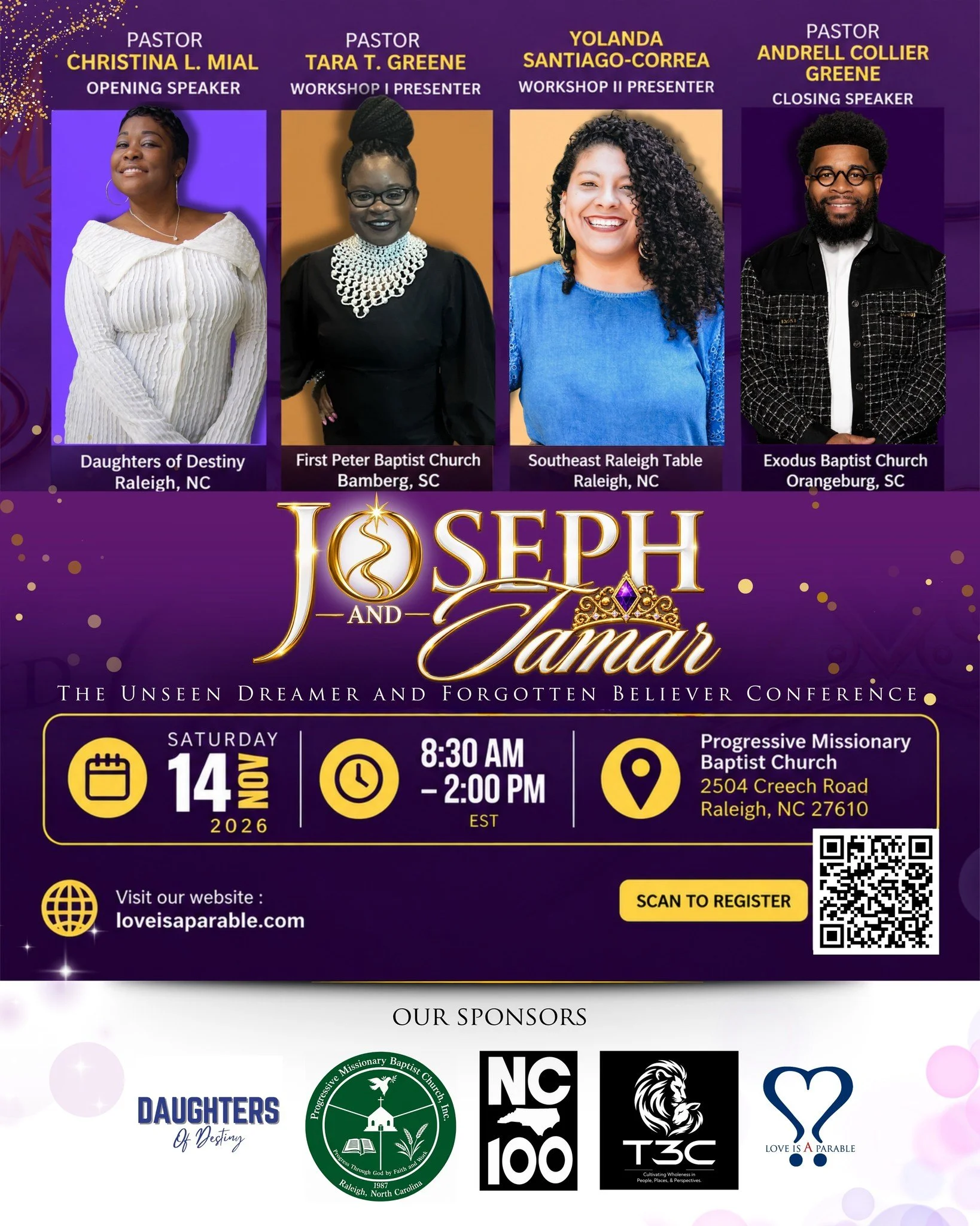 We are officially ONE MONTH AWAY from the Joseph &amp; Tamar: The Unseen Dreamer and Forgotten Believer Conference!

We are profoundly honored and excited to announce our incredible lineup of speakers, workshop presenters, panelists, and moderator! T
