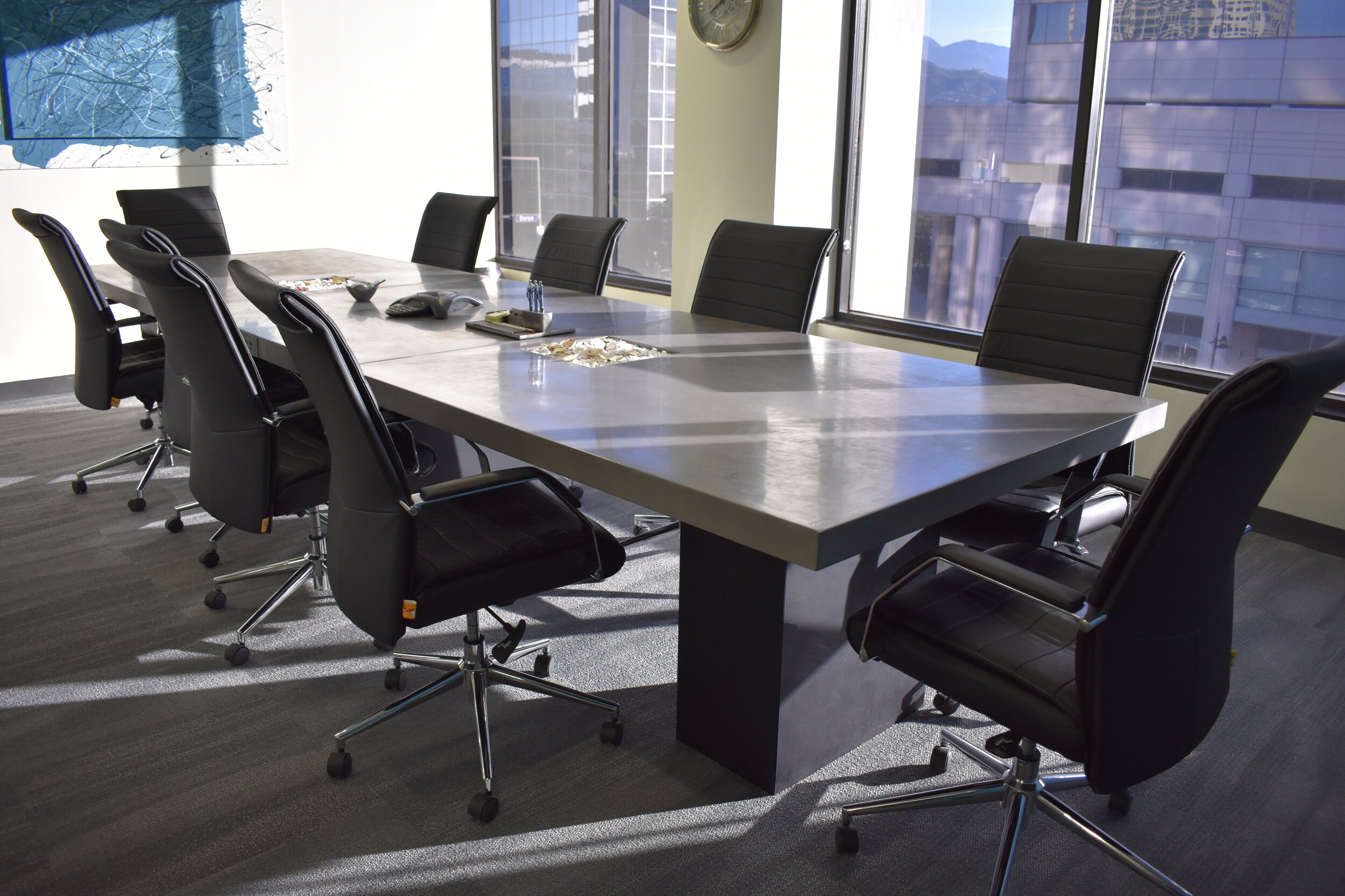  Conference Table- Epoxy concrete top with steel industrial base.  