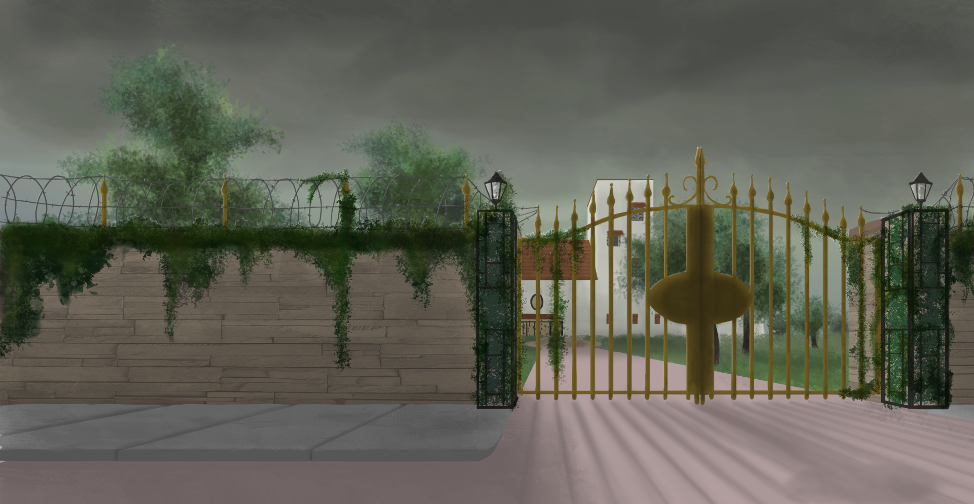 This is an environment from an indie point-and-click game I'm helping with called A Poison Green.