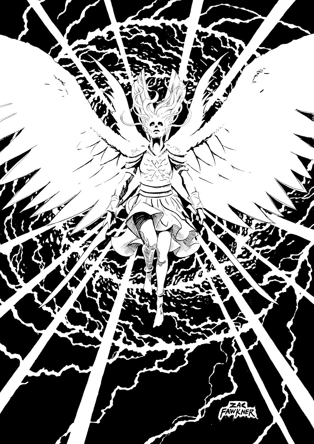 Dual Sword Angel. Inks