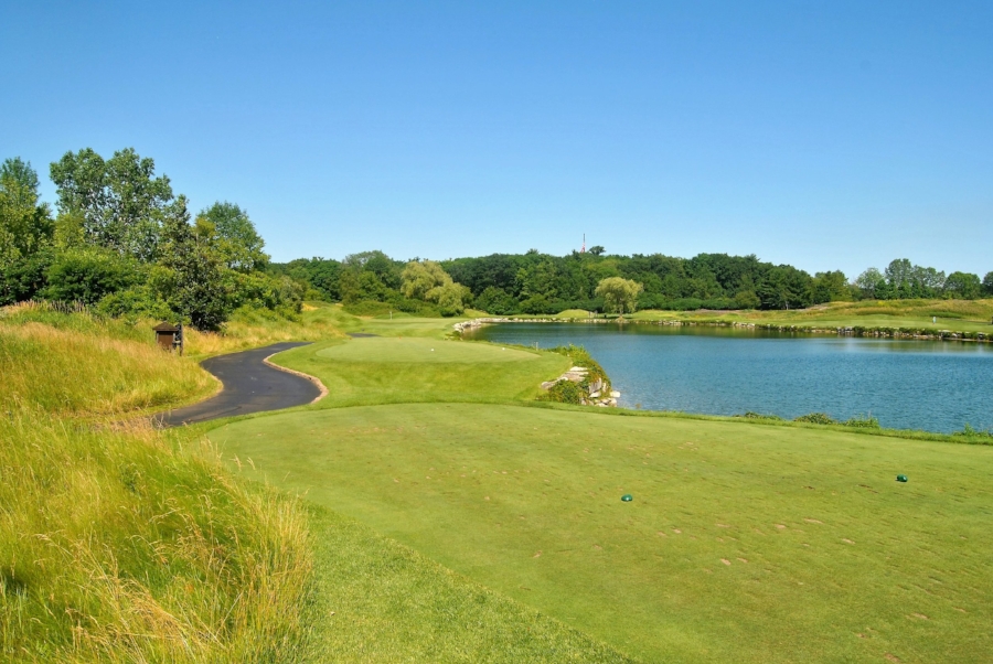 The scenic Par 3 fourth hole