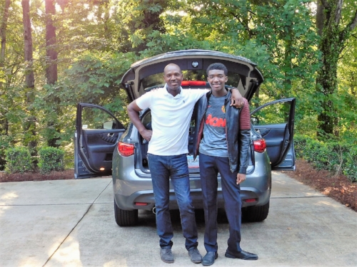 My son and I prepare to drive to Durham