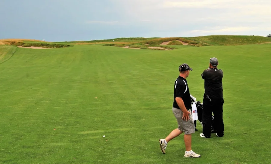 Two fairways in a row after hitting my drive on the 11th hole in the short grass.