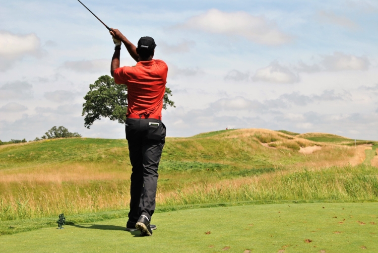Tee shot on the 16th hole.