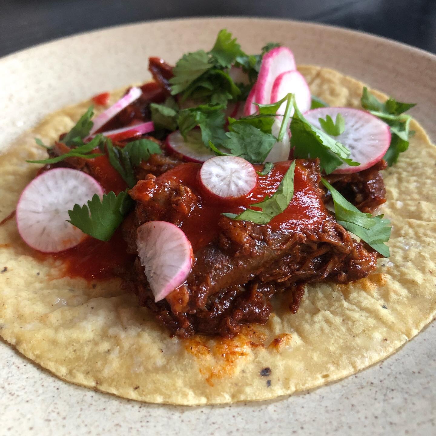 Yes to red chile duck tacos, $5 a pop at happy hour💥🌮💥