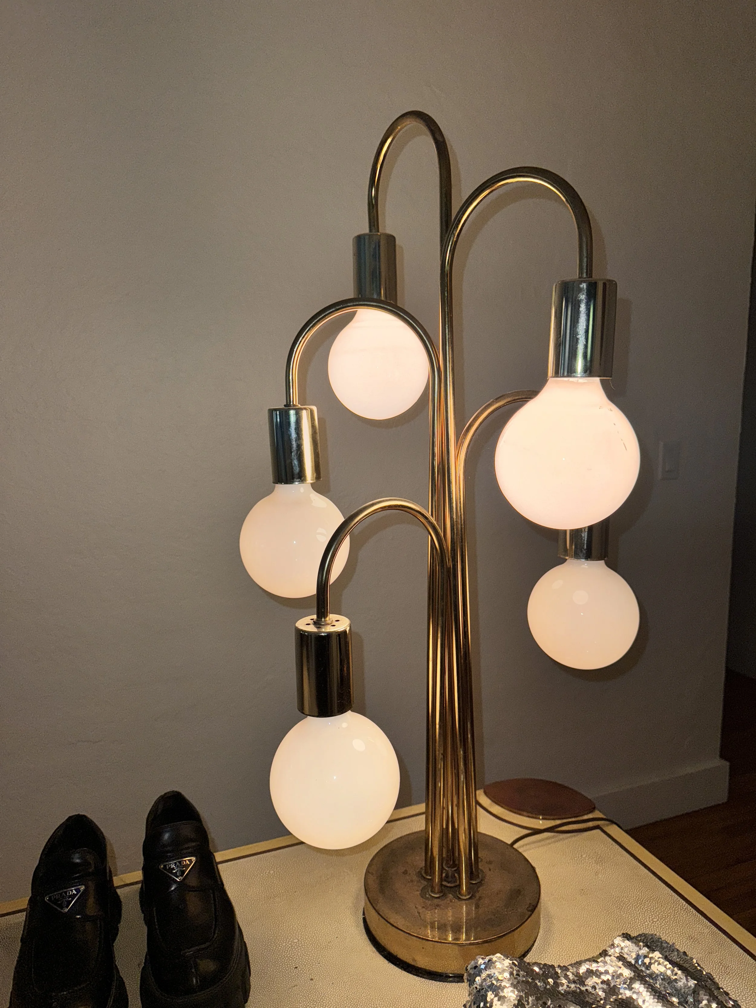 1970s cascading brass lamp