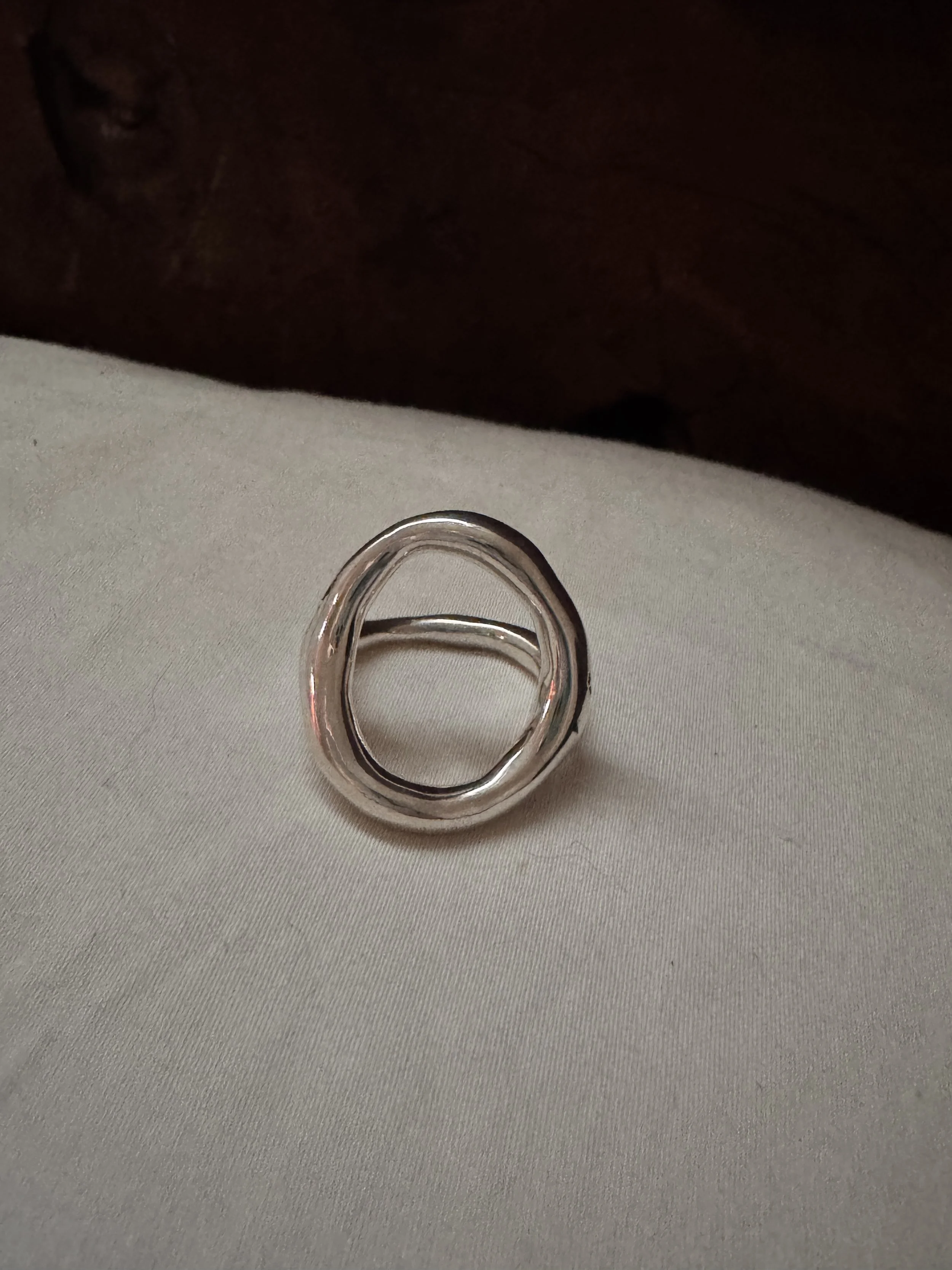double portal double ring in silver
