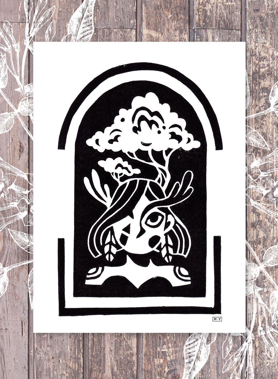 Linogravure sorcière de la Forêt