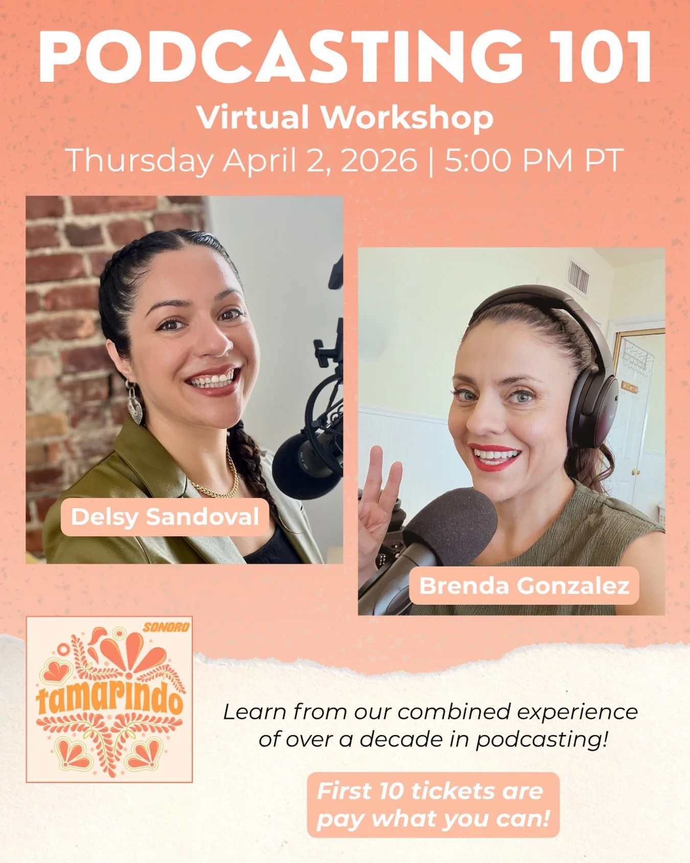 We are hosting this workshop because we want more Latine voices in podcasting, especially women, non-binary folx and voices we don&rsquo;t often hear!

If this speaks to you, join us for a Podcasting 101 workshop where we will go over the basic tools