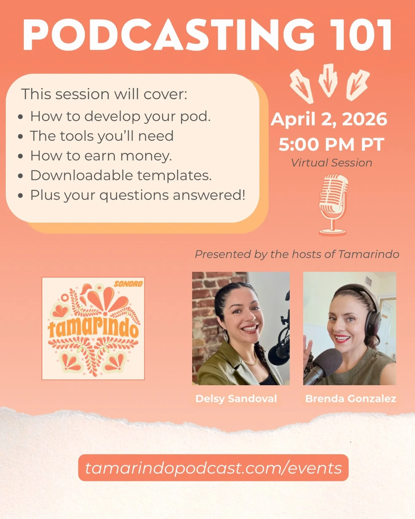TODAY at 5pm PT Podcasting workshop!
.
Learn all about starting your podcast today. We will go over the tools you&rsquo;ll need, what we&rsquo;ve learned, and dedicated time to answer your questions. 
.
Link in bio to get tickets! We still have pay w