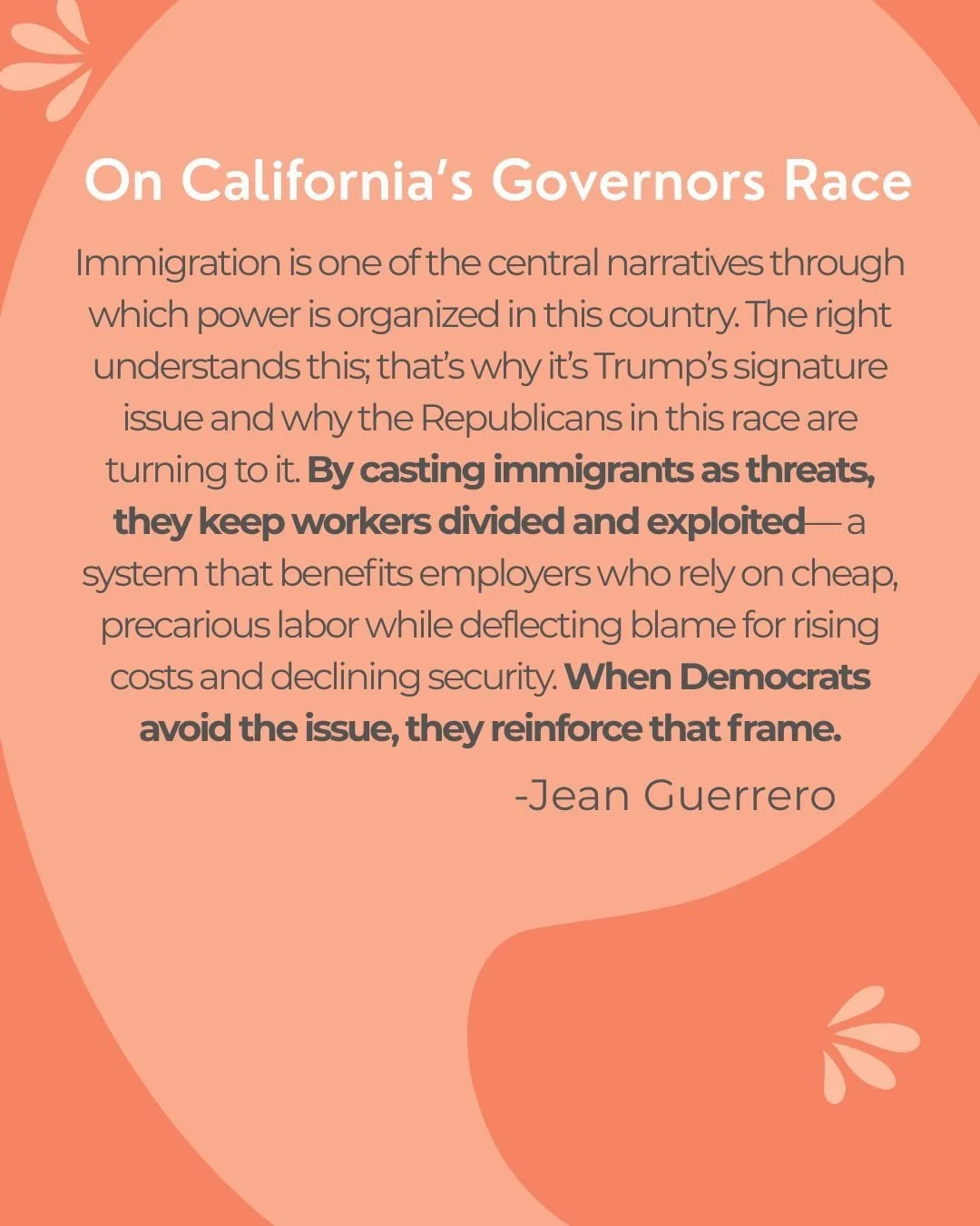 Journalist Jean Guerrero (@jeanguerre), who moderated one of the CA gubernatorial debates, wants the democratic candidates to be bolder on immigration.
.
When republicans are playing their tired, old hits, we need Democratic candidates to strongly af