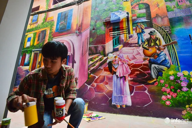 Bức vẽ sử dụng màu vẽ 3D Arylics chuyên dụng giúp bức vẽ sống động, chi tiết, chân thực hơn.