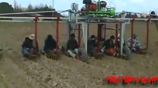 Cần gì máy móc tự động, với chiếc mày này con người vẫn làm được 6 luống rau một lúc mà.