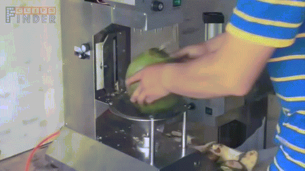 Mình là người có tiền mà, đầu tư hẳn một chiếc máy gọt dừa xịn luôn.