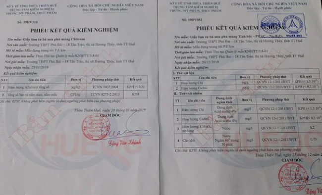 Kết quả kiểm nghiệm. Ảnh: Nhật Tuấn.