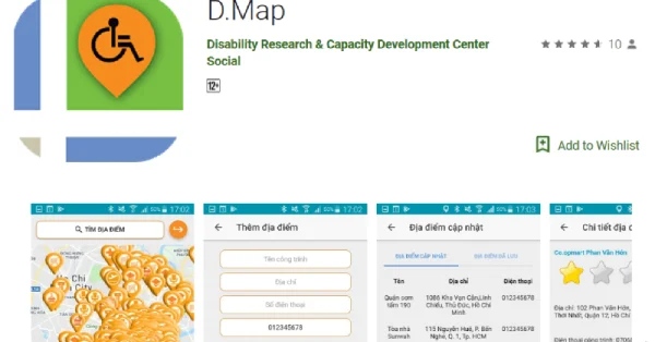 Ứng dụng D.Map do Trung tâm DRD, do TS. Võ Thị Hoàng Yến phát triển với sự hỗ trợ của Microsoft.