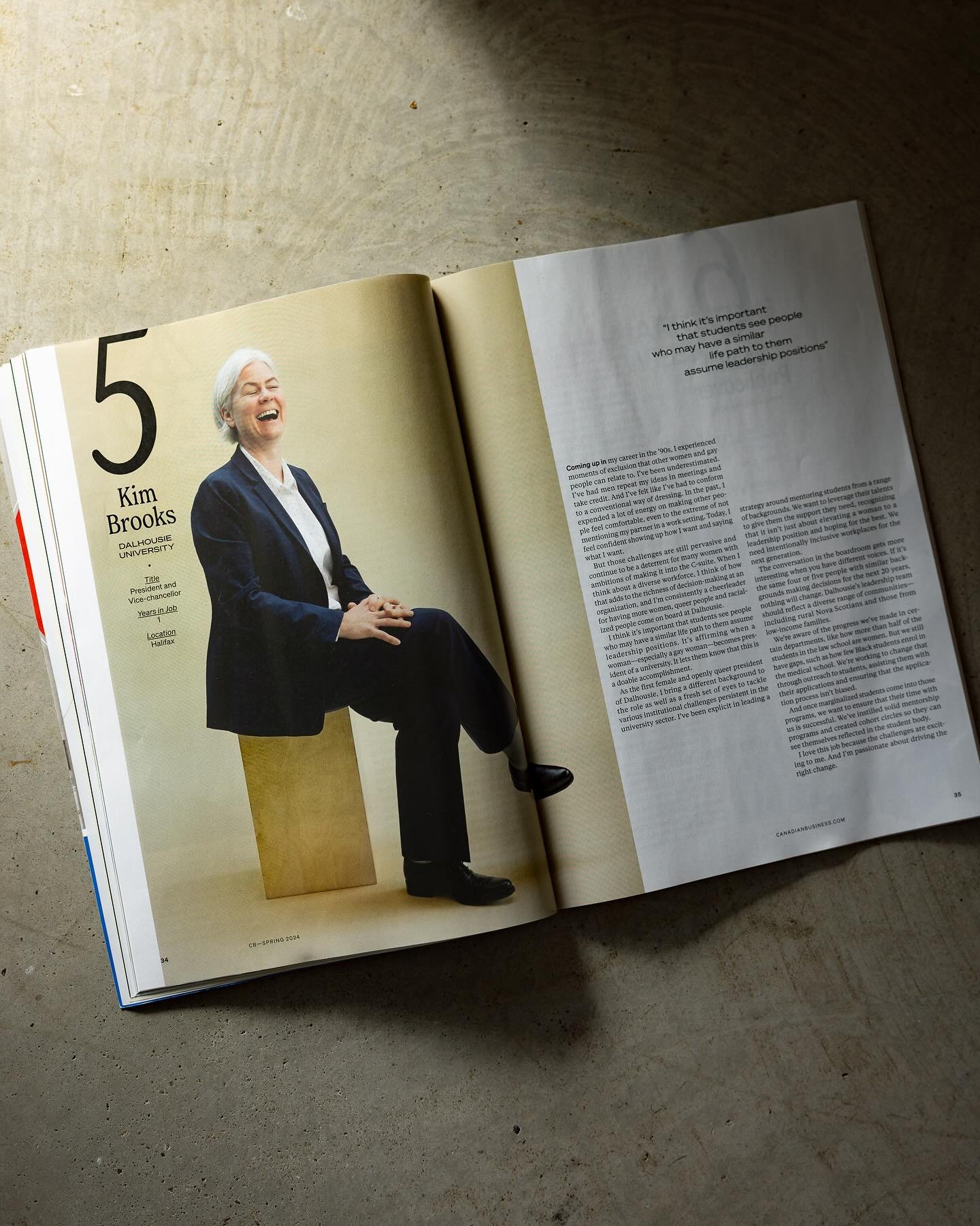 My photos in the Spring Issue of Canadian Business Magazine 📷🗞️ 
As part of a series highlighting six women who are the first to step into the C-suite of their respective companies. I photographed Dr. Kim Brooks, President of Dalhousie University w
