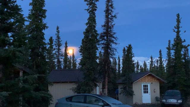 Full moon during civil twilight